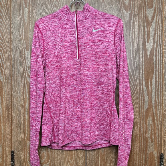 Nike Dri-FIT Running Top Women's M Pink Pullover Long Sleeve Athletic Reflective - Picture 1 of 10